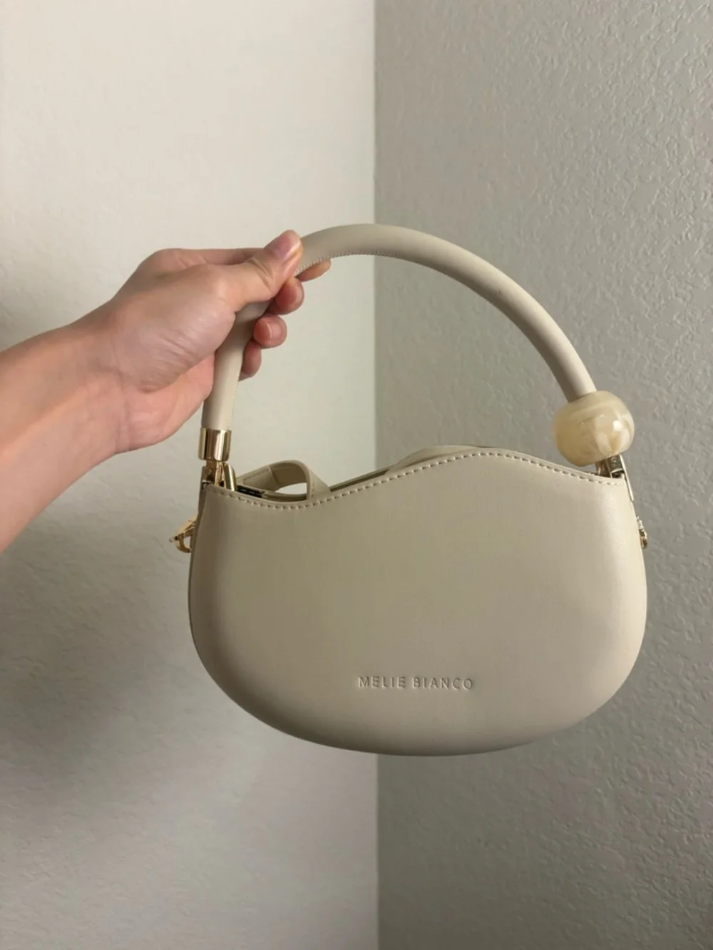 Melie Biianco Cream Mini Top-Handle Bag - Picture 1 of 5